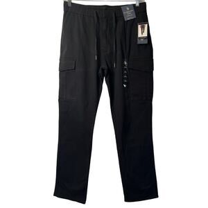 US Polo Assn Joggers Mens Size L Black Twill Straight Leg Pocket Zip Close NWT